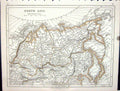 Original Old Antique Print Lowry Map 1853 North Asia Siberia Chinese Empire