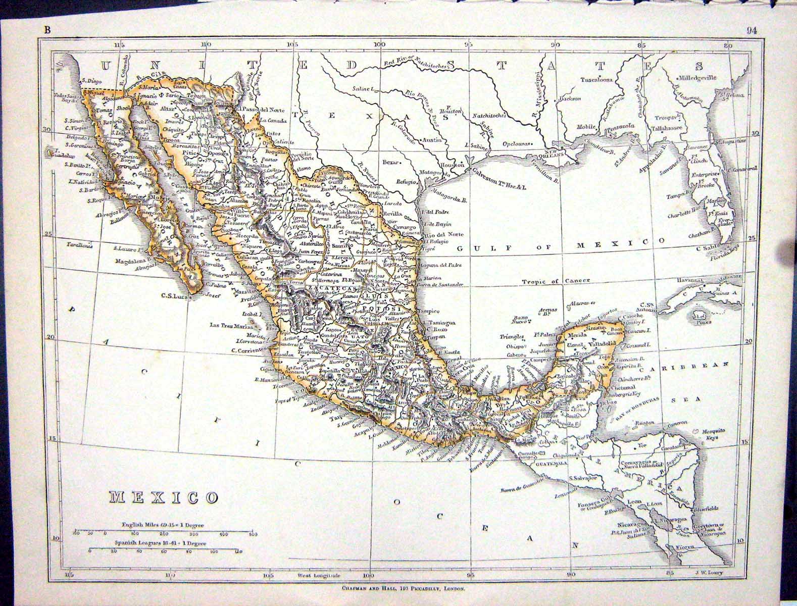 Antique Print Lowry Map 1853 Mexico North America Lower California Pacific 19th