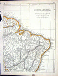 Original Old Antique Print Lowry Map 1853 South America Brazil Salvador Maranon