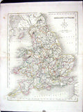 Old College Map C1875 Archer England Wales Isle Man Wight English Cha Victorian
