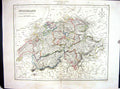 Old Print Switzerland Luzern Vallais Bern Zurich College Map C1875 Archer 19th
