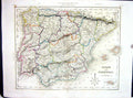 Old College Map C1875 Archer Spain Portugal Ibiza Majorca Minorca Gib Victorian