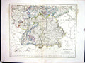 Old Print Germany Wirtemberg Bavaria Rhine Duchy College Map C1875 Archer 19th