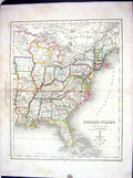 Old United States America Florida Missouri Virginia College Map C1875 Victorian