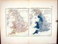 Old Stanford Map 1885 Temperature October England Wales Barometrical Victorian
