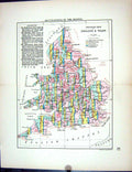Antique Old Print Stanford Map 1885 Industry England Wales Occupations People