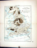 Original Old Antique Print Stanford Map 1885 Coal Fields England Wales Counties
