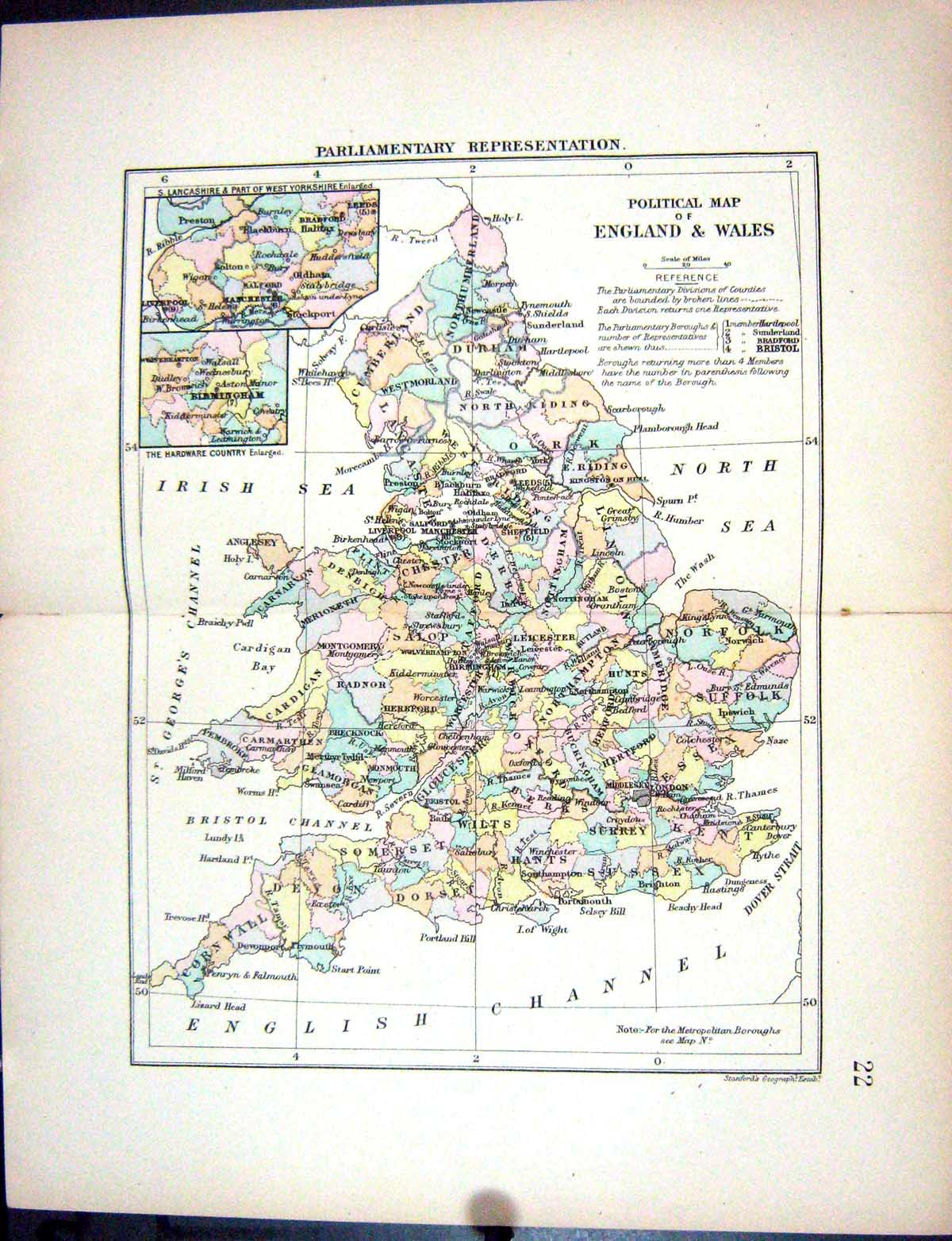 Old Political England Wales Parliamentary Representations Stanford Ma
