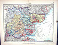 Old Print Stanford Map 1885 Essex England Colchester Chelmsford Braintree 19th