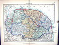 Old Stanford Map 1885 Norfolk England Kings Lynn Norwich Aylsham Yarm Victorian