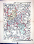 Old Stanford Map 1885 Oxford England Chipping Norton Bicester Reading Victorian
