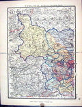 Old Stanford Map 1885 York West Riding England Bradford Huddersfield Victorian