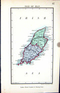 Antique Print Stanford Map 1885 Isle Man Douglas Bradda Port Erin Irish Sea