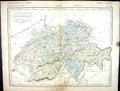 Old Antique Print Butler Map 1851 Switzerland Zurich Bern Lake Constance 19th