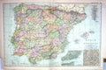 Old Map Bacon 1911 Spain Portugal Plan Lisbon Gibraltar Balearic Isle 0 20th
