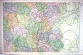 Old Print Map Bacon 1911 Central France Moulins Chambery Nevers Bourges 0 20th