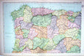Old Map Bacon 1911 Spain Portugal Oporto Valladolid Madrid Bay Biscay 0 20th