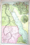 Old Map Bacon 1911 Egypt Red Sea Plan Cairo Nile Delta Suez Canal Nub 0 20th