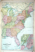 Old Map Bacon 1911 America Plan New York Florida Carolina Atlantic Oc 0 20th