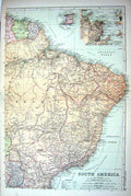 Old Map Bacon 1911 South America Rio De Janeiro Trinidad Brazil Carav 0 20th