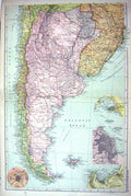 Old Map Bacon 1911 South America Buenos Aires Montevideo Falkland Isl 0 20th