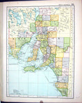 Old Print Map Bacon 1911 South Australia Kangaroo Lake Torrens Fergusson 20th