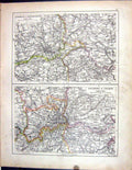 Old 1897 Johnston Map Environs London Manchester Channel Scilly Isles Victorian