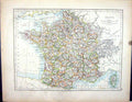 Old 1897 Johnston Map France Corsica Bay Biscay Environs Paris Rivier Victorian