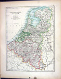 Old 1897 Johnston Map Netherlands Belgium Luxemburg Amsterdam Geneva Victorian