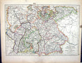Old 1897 Johnston Map Germany Alsace Lorraine Bavaria Potsdam Berlin Victorian