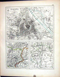 Old 1897 Johnston Map Plan Vienna Buda-Pest Danube Italy Sardinia Sic Victorian