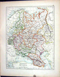 Old 1897 Johnston Map European Russia Baltic Sea Denmark Gulf Finland Victorian