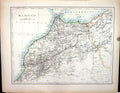 Old 1897 Johnston Map Marocco Africa Gibraltar Egypt Sinai Gulf Suez Victorian