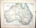 Old 1897 Johnston Map Australia New South Wales Victoria Bass Strait Victorian