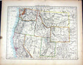 Antique Print 1897 Johnston Map North America Oregon Nevada Colorado Kansas