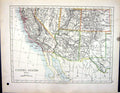 Old 1897 Johnston Map United States America Arizona Gulf Mexico Texas Victorian