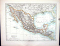 Old 1897 Johnston Map American Mexico Guatemala Cuba Haiti Bahama Flo Victorian