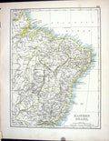 Antique Print 1897 Johnston Map Eastern Brazil Atlantic Chile South Aemrica