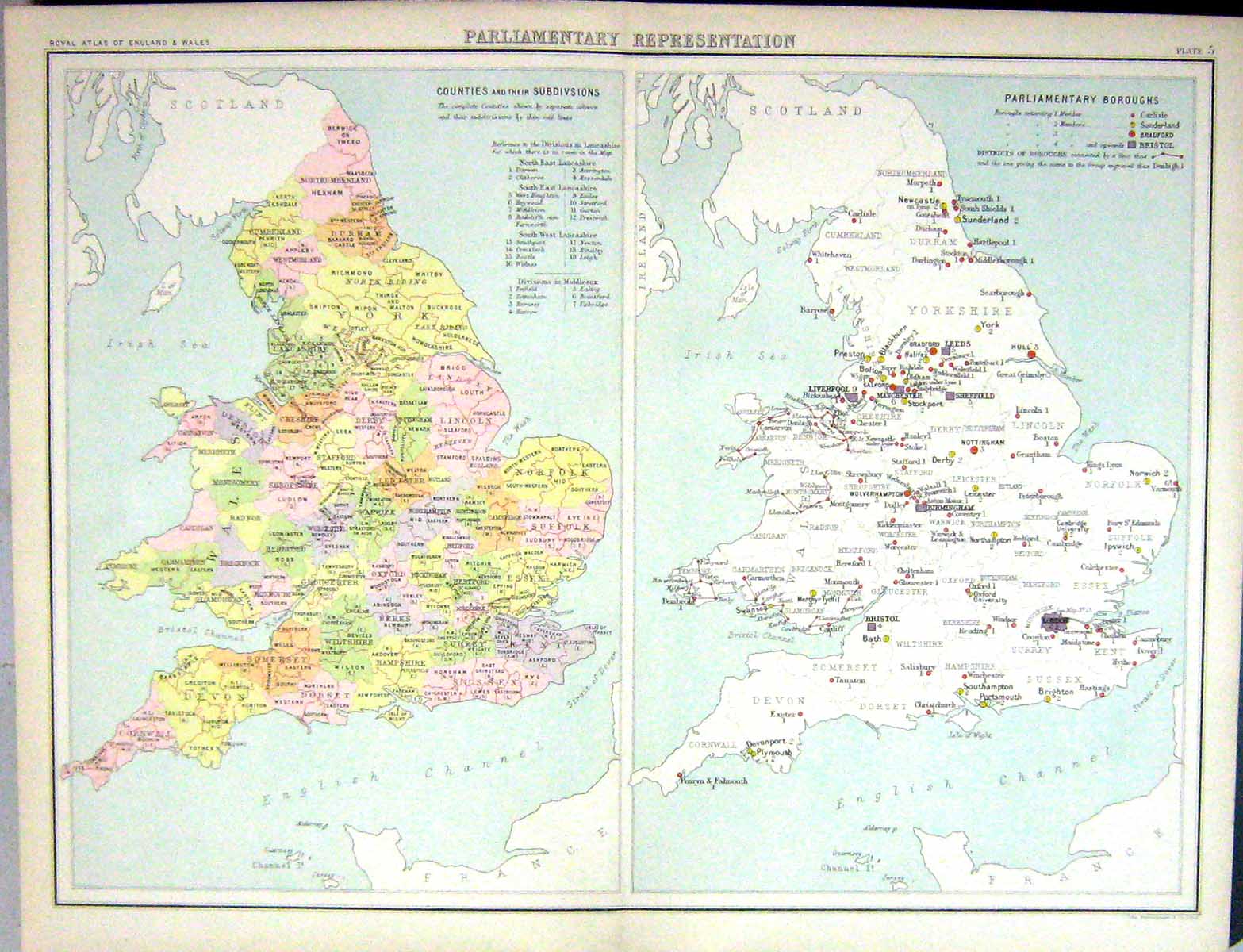 Old Bartholomew Map England Parliamentary Representation Boroughs 189 Victorian