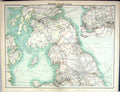 Old Bartholomew Map England 1891 Railways Manchester Carlisle Glasgow Victorian