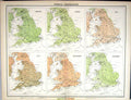 Old Bartholomew Map England Average Temperatures Months March May 189 Victorian