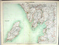 Old Print Bartholomew Map England 1891 Morcambe Isle Man Walney Lancaster 19th