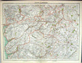 Antique Print Bartholomew Map England 1891 Shrewsbury Montgomery Shropshire