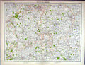 Old Bartholomew Map England 1891 Warwick Worcester Cheltenham Glouces Victorian