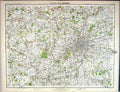 Old Print Bartholomew Map England 1891 Middlesex London Reigate Wokingham 19th
