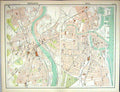 Old Bartholomew Map England 1891 Street Plan Newcastle Hull River Tyn Victorian