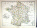 Old 1881 Johnston Map France Environs Paris Corsica Mediterranean Sea Victorian