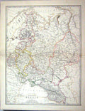 Antique Old Print 1881 Johnston Map European Russia Poland Black Sea Caspian