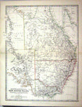 Old 1881 Johnston Map South Australia New South Wales Victoria Queens Victorian