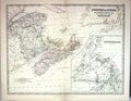Old 1881 Johnston Map Dominion Canada Newfoundland Prince Edward Bret Victorian